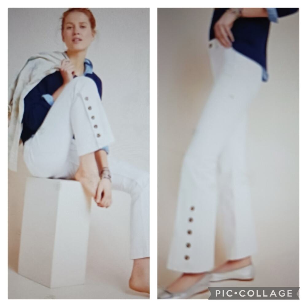 Pilcro and the Letterpress White High-Rise Button Cuff Jeans